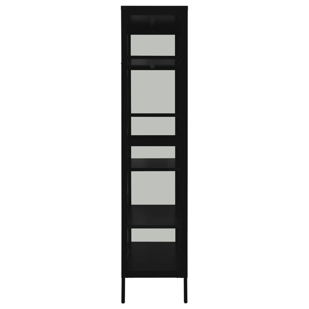 Vitrinekast Amber 90x40x180 cm staal en gehard glas zwart