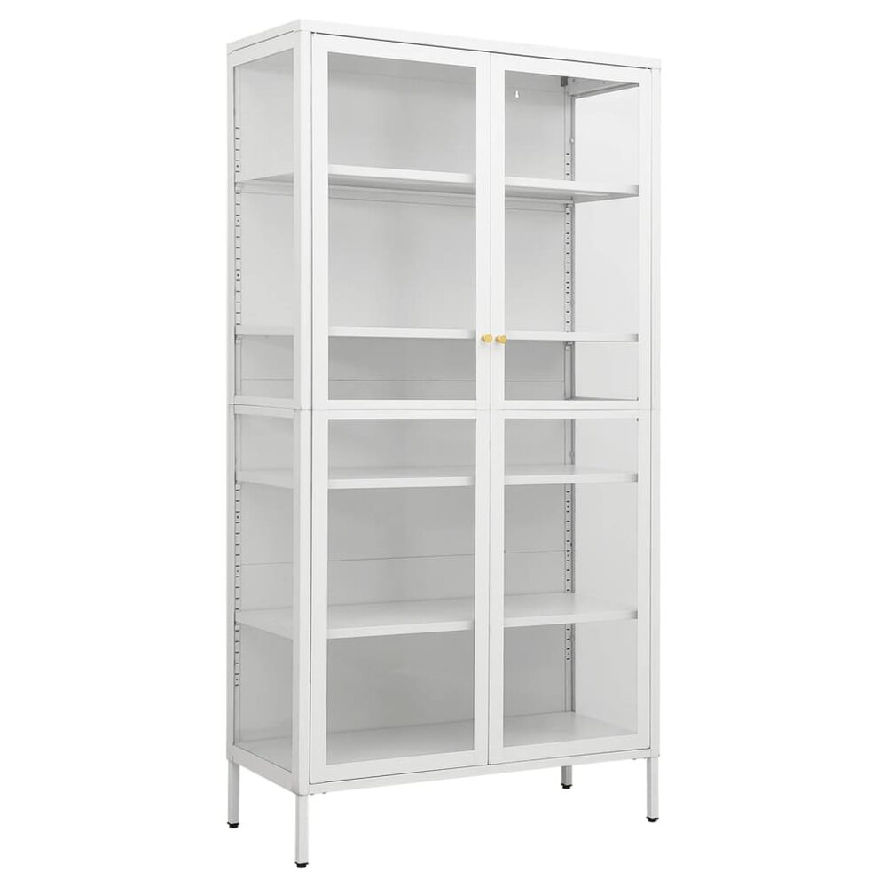 Vitrinekast Amber 90x40x180 cm staal en gehard glas wit