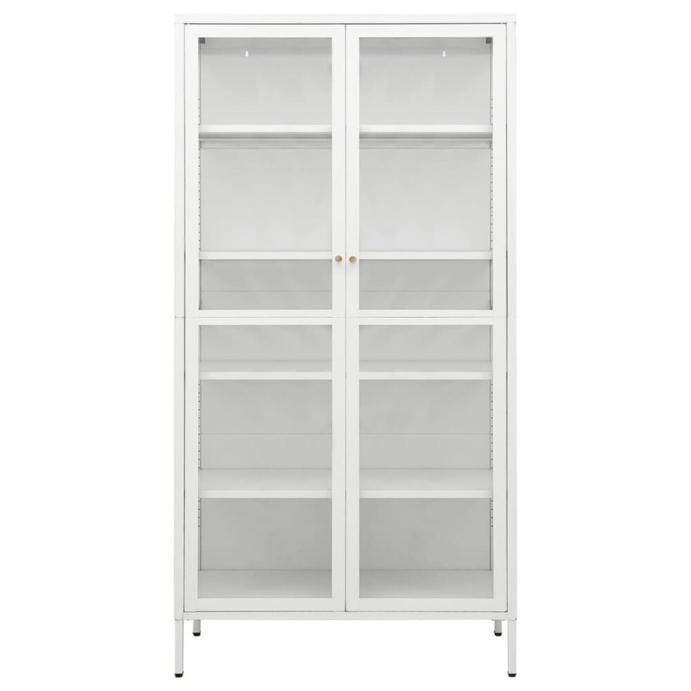 Vitrinekast Amber 90x40x180 cm staal en gehard glas wit