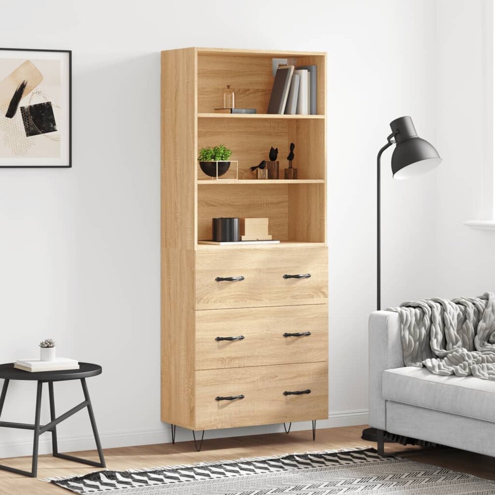 Kast Mireille - 180 cm - blank - 3 lades en 3 open vakken