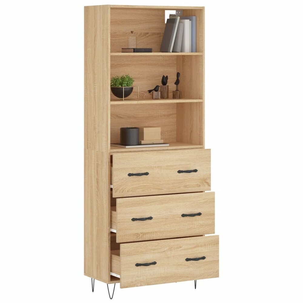 Kast Mireille - 180 cm - blank - 3 lades en 3 open vakken