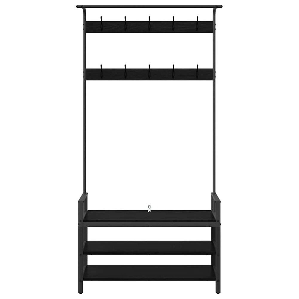 Kapstok Hansi met plank Zwart eiken 95 x 34 x 184 cm Bewerkt hout