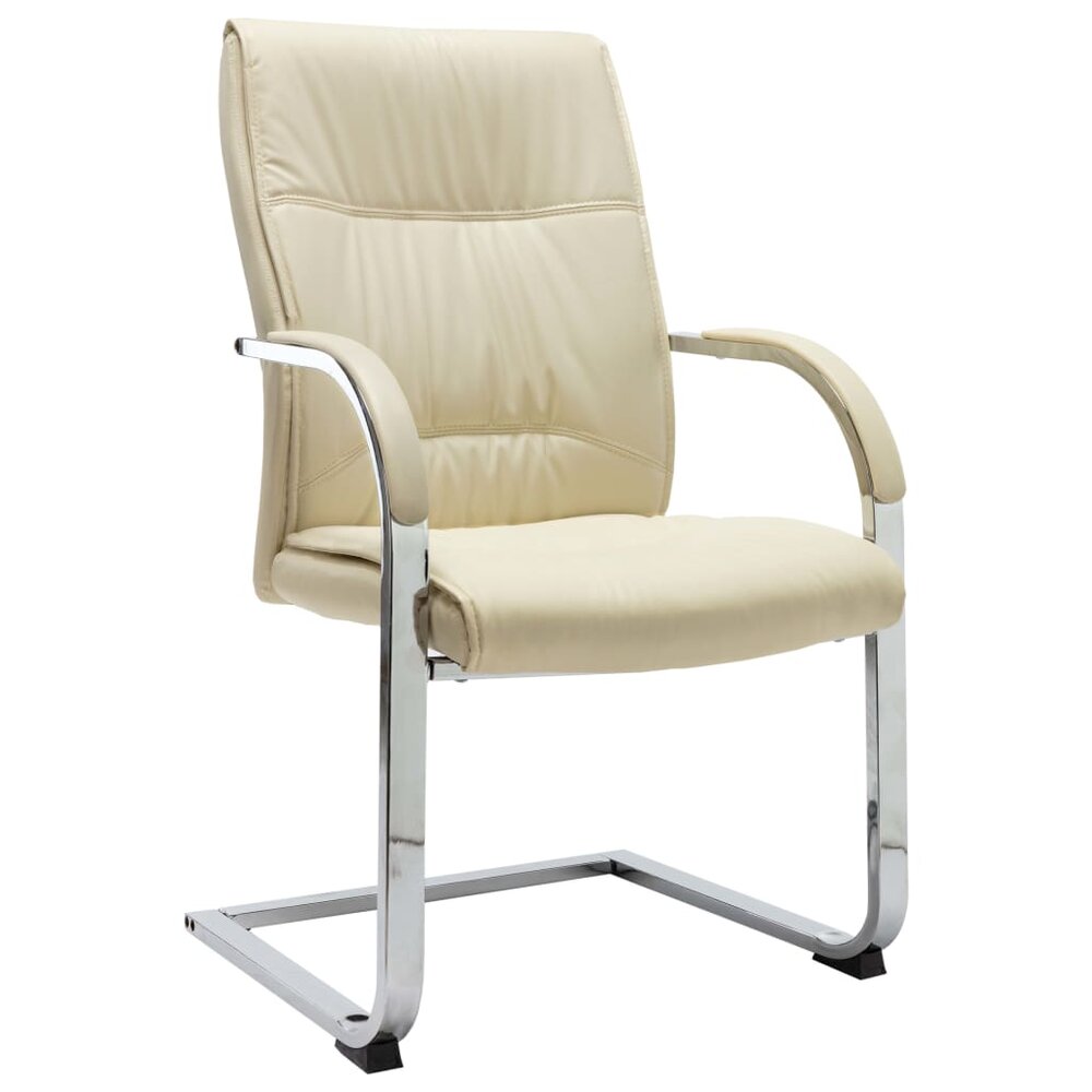 Eetkamerstoel Claudia - kunstleer cr&egrave;mekleurig - chroom - swingchair