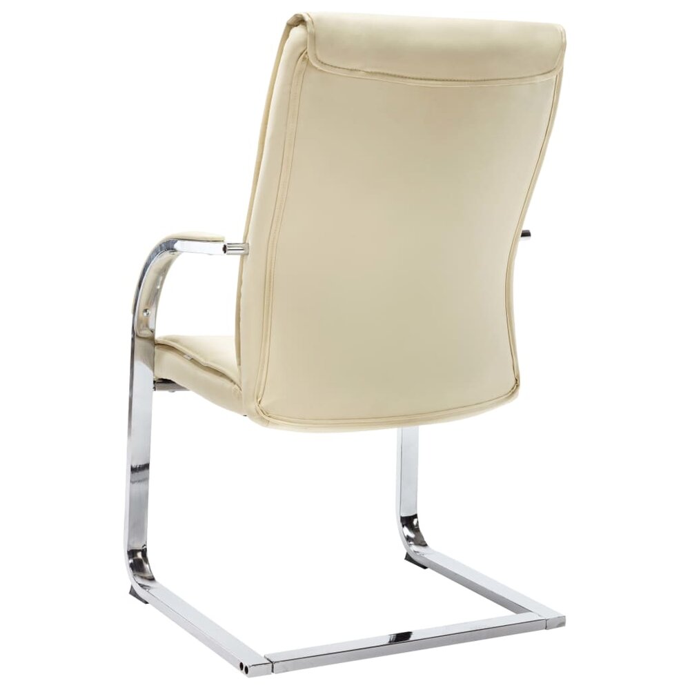 Eetkamerstoel Claudia - kunstleer cr&egrave;mekleurig - chroom - swingchair