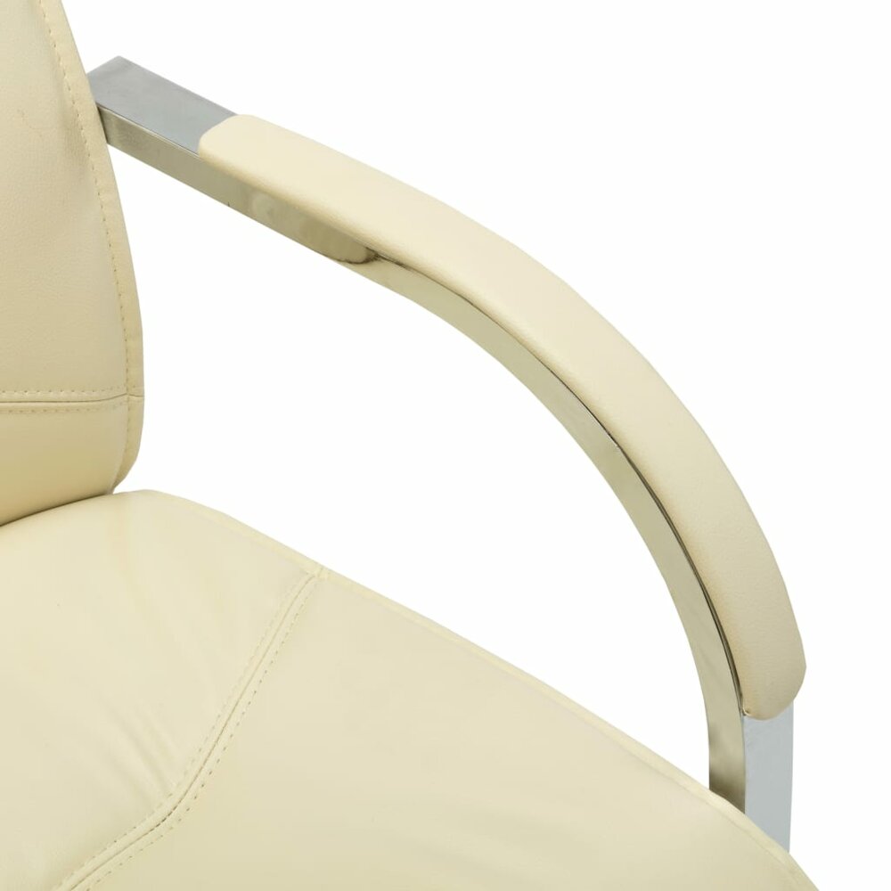 Eetkamerstoel Claudia - kunstleer cr&egrave;mekleurig - chroom - swingchair