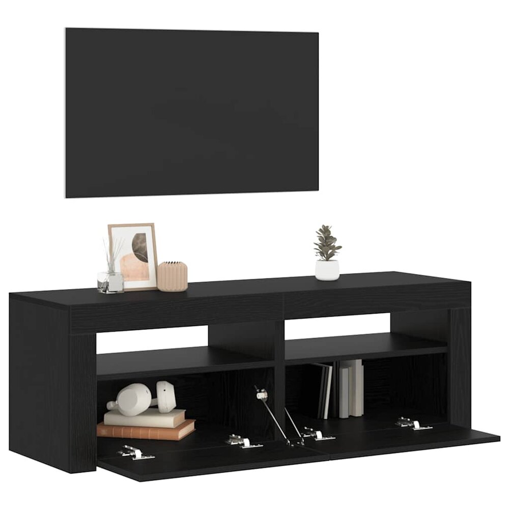Tv-meubel Alpha met LED 120x35x40 cm hout zwart eike