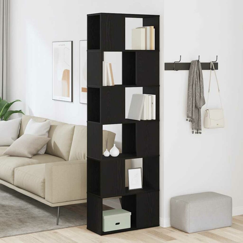 Boekenkast/kamerscherm 60x24x186 cm zwart eikenkleurig