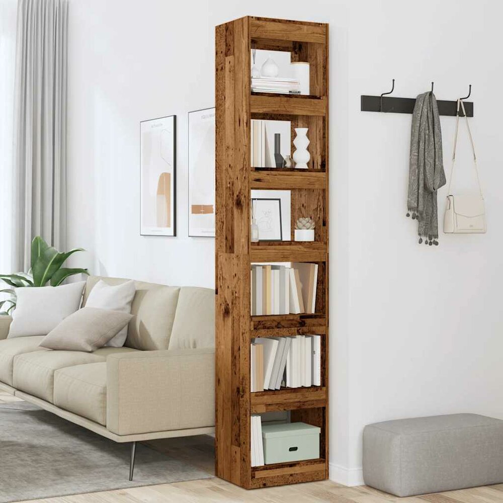 Boekenkast/kamerscherm 40x30x198 cm oud houtkleurig
