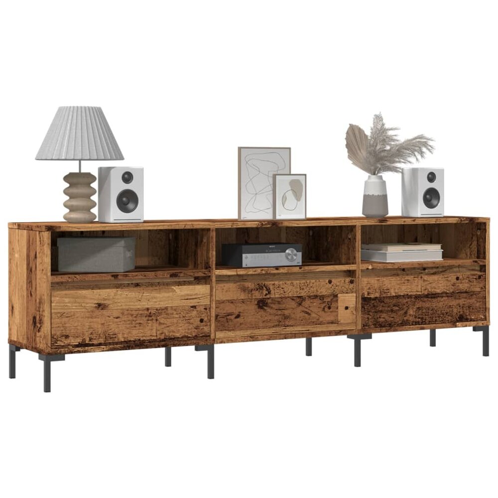 Tv-meubel Rico 150x30x44,5 cm bewerkt hout oud houtkleurig