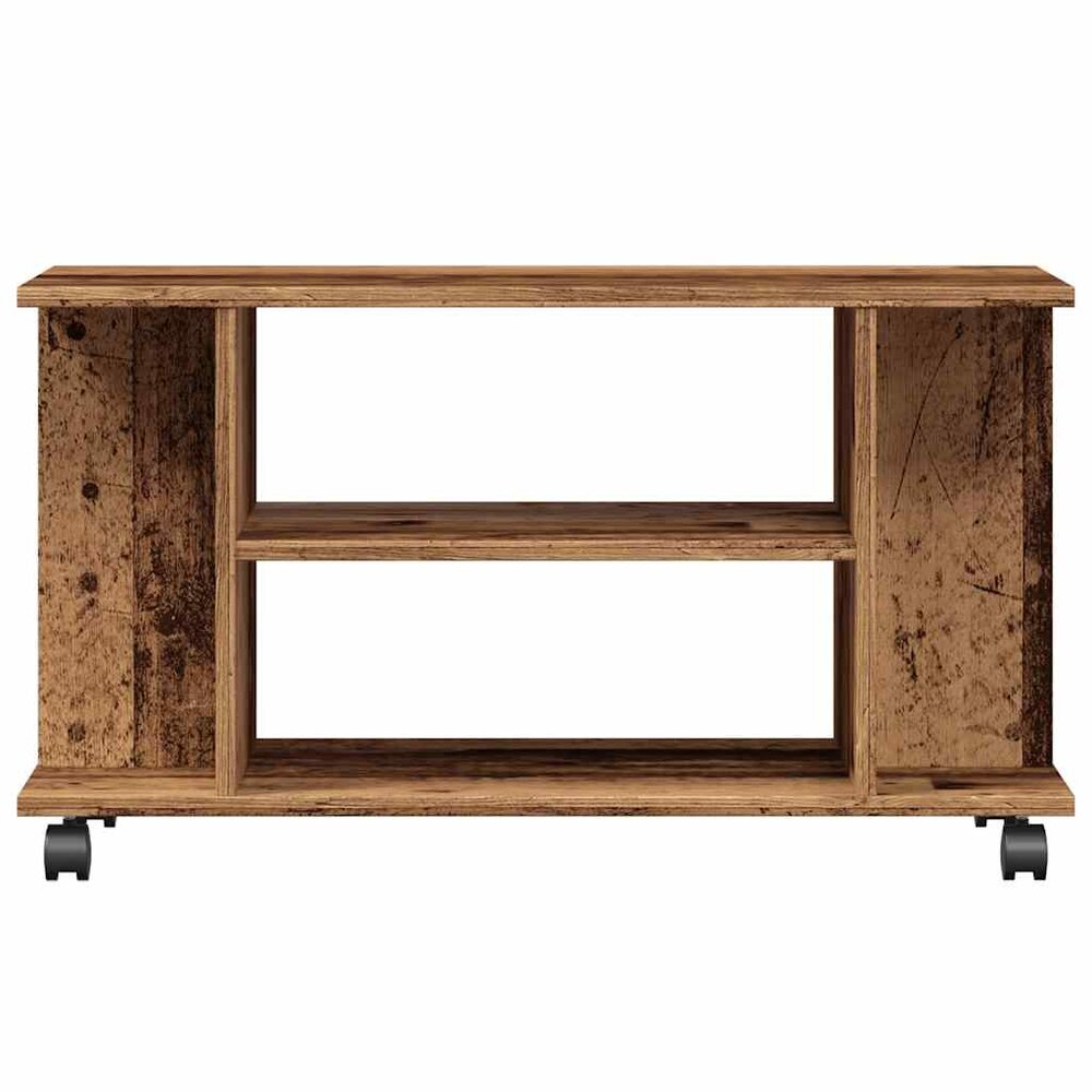 Tv-meubel met wieltjes 80x40x45 cm bewerkt hout oud houtkleurig
