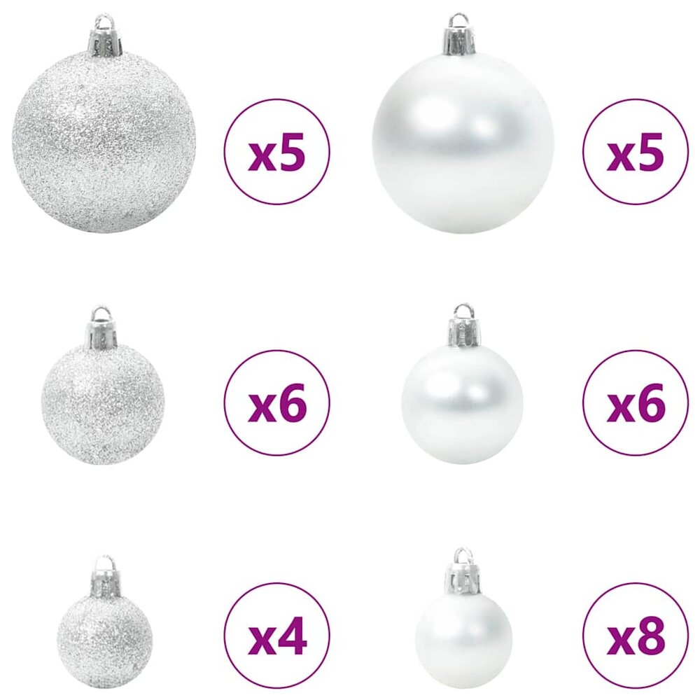 Kant en klare sfeervolle kunstkerstboom met lampjes en zilveren ballen