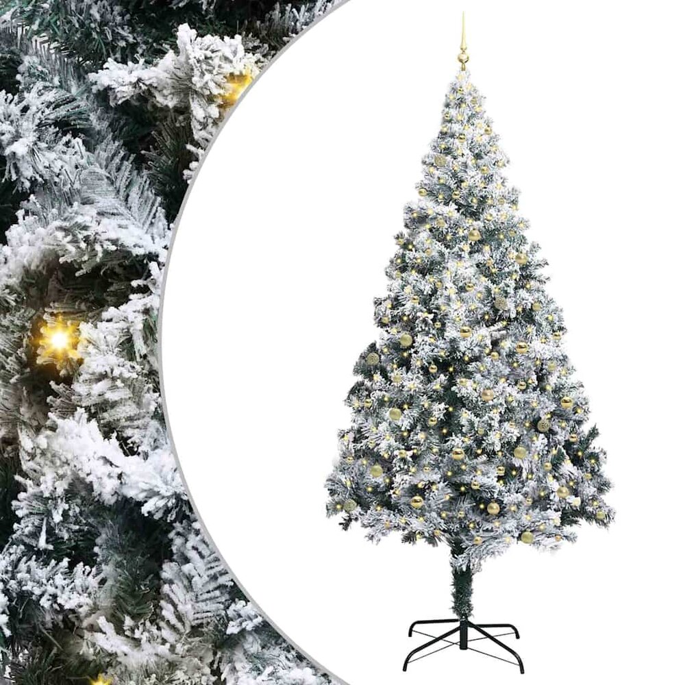Kunstkerstboom wit met gouden ballen en 300 LED met standaard Wit 300 cm