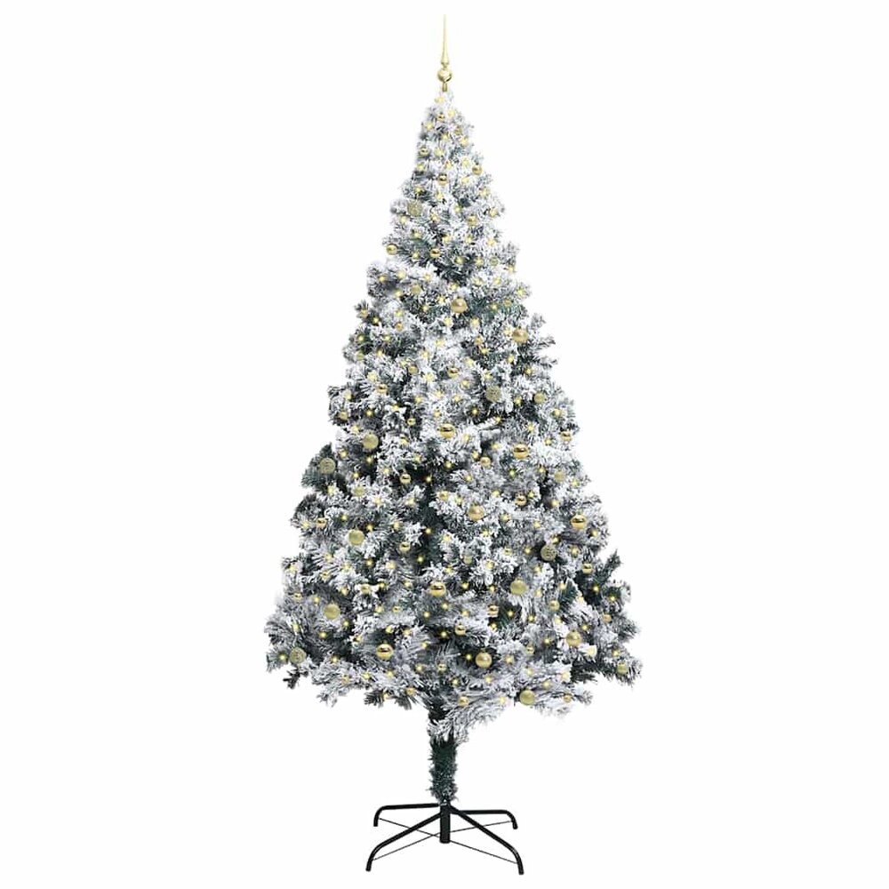 Kunstkerstboom wit met gouden ballen en 300 LED met standaard Wit 300 cm