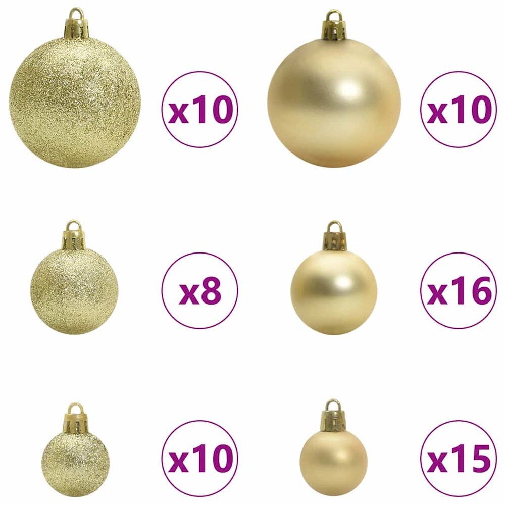 Kunstkerstboom wit met gouden ballen en 300 LED met standaard Wit 300 cm