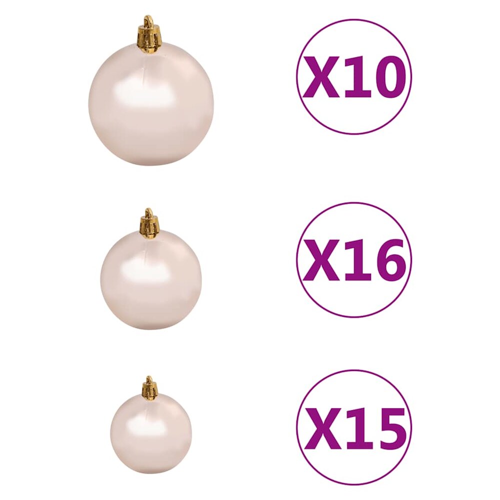 120-delige Kerstballenset met piek en 300 LED&#039;s ros&eacute;goud