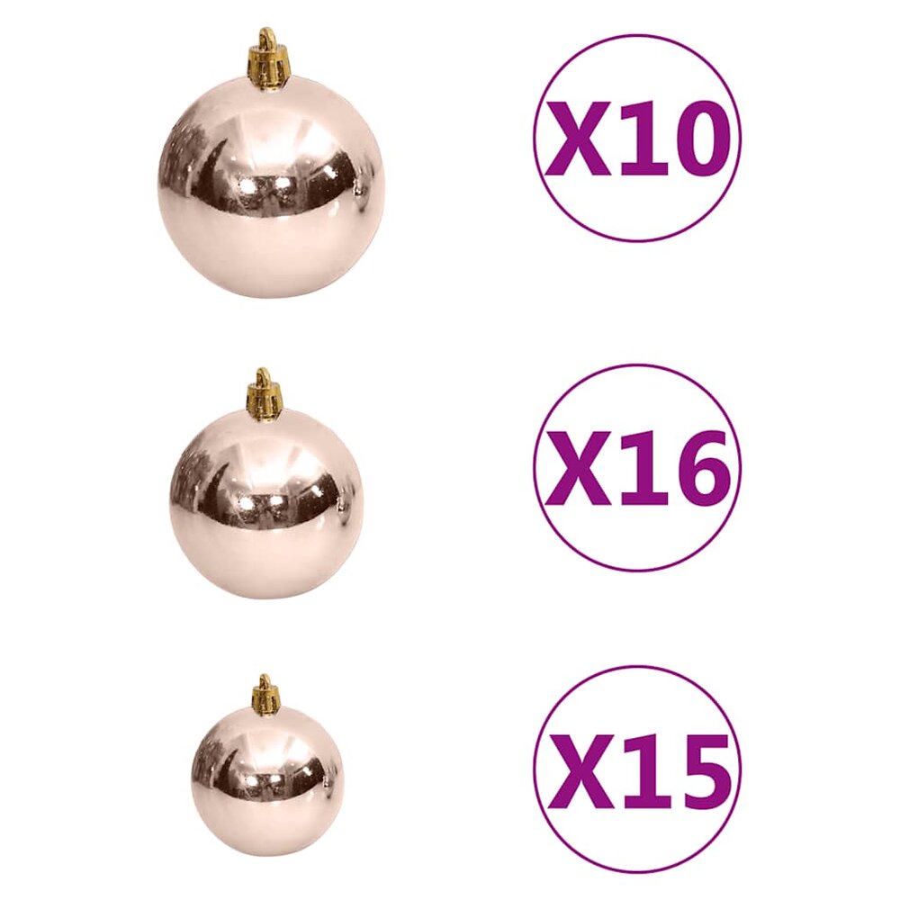 120-delige Kerstballenset met piek en 300 LED&#039;s ros&eacute;goud