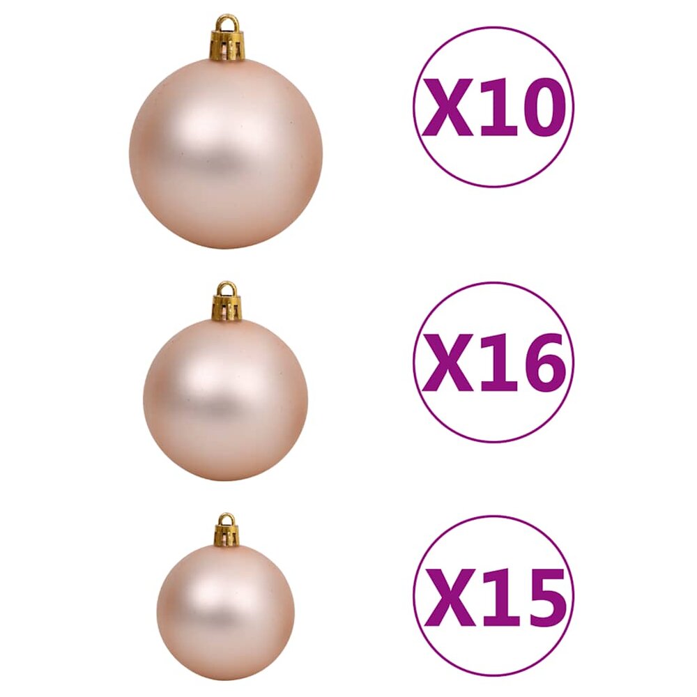120-delige Kerstballenset met piek en 300 LED&#039;s ros&eacute;goud