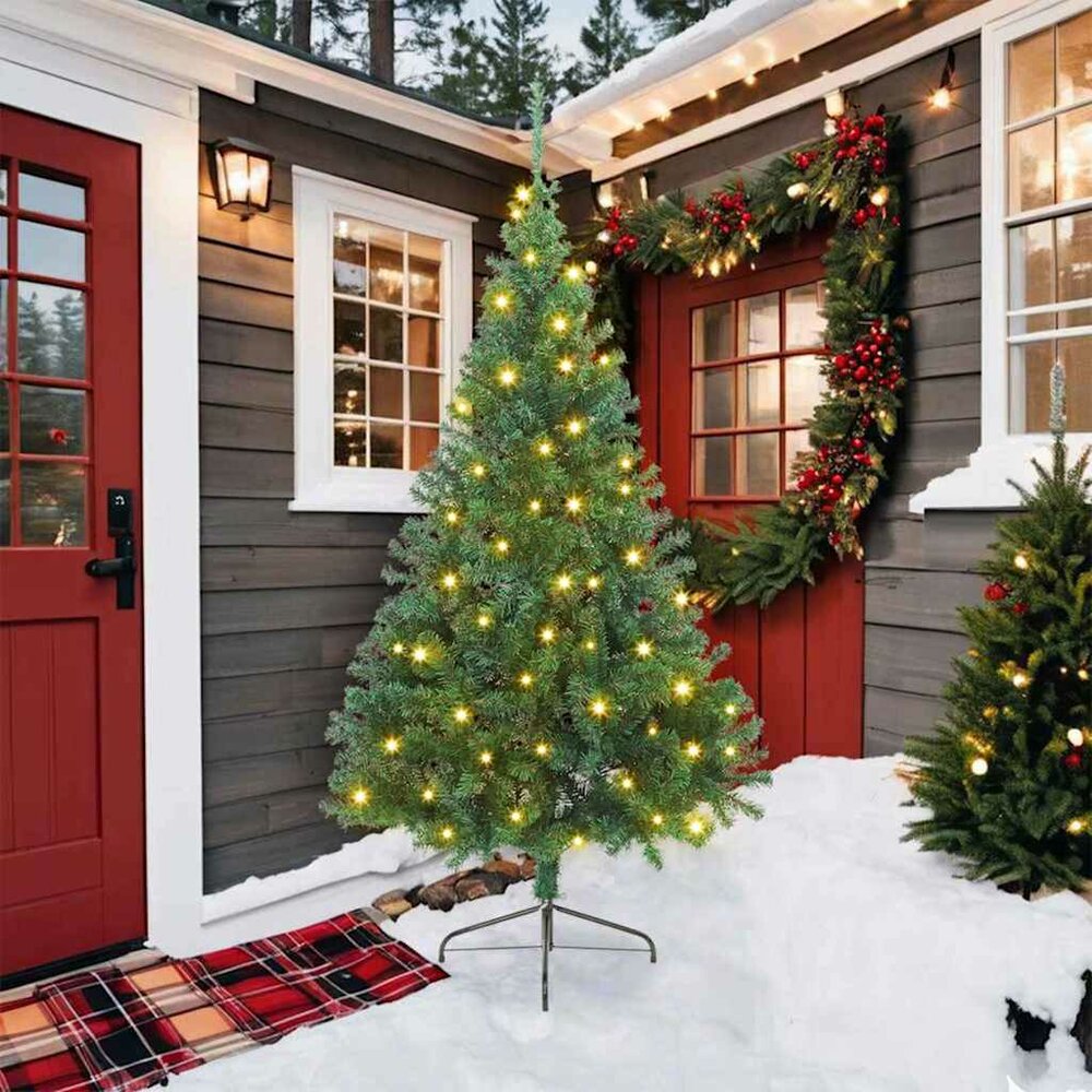 Kunst Kerstboom met verlichting met 300 LED Groen 210 cm PVC