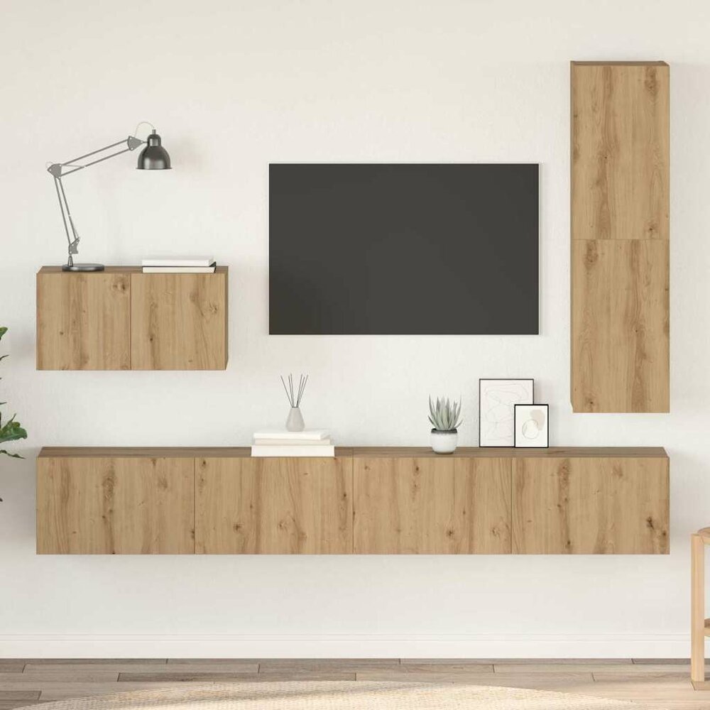 Tv-meubelset Wouter 4 pcs artisanaal eikenkleurig 30.5 x 30 x 110 cm
