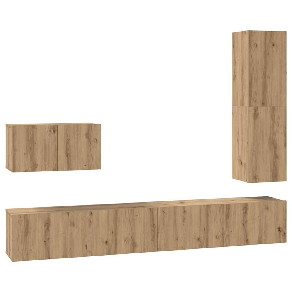 Tv-meubelset Wouter 4 pcs artisanaal eikenkleurig 30.5 x 30 x 110 cm