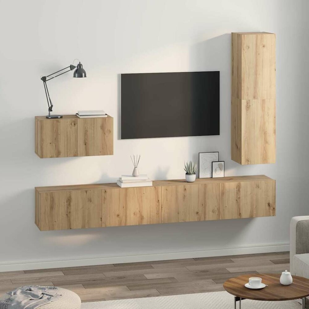 Tv-meubelset Wouter 4 pcs artisanaal eikenkleurig 30.5 x 30 x 110 cm