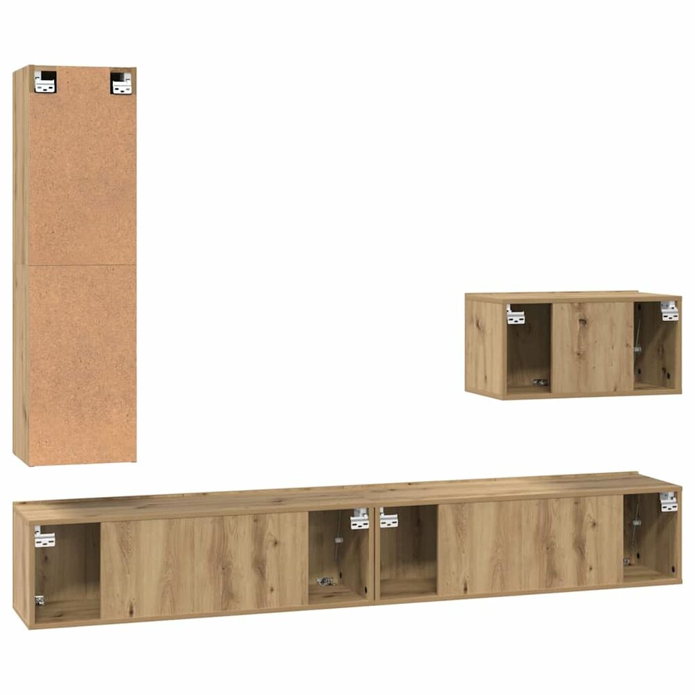 Tv-meubelset Wouter 4 pcs artisanaal eikenkleurig 30.5 x 30 x 110 cm