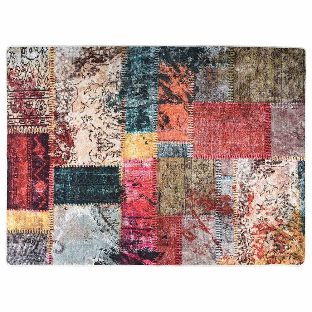 Vloerkleed wasbaar anti-slip 150x230 cm patchwork meerkleurig