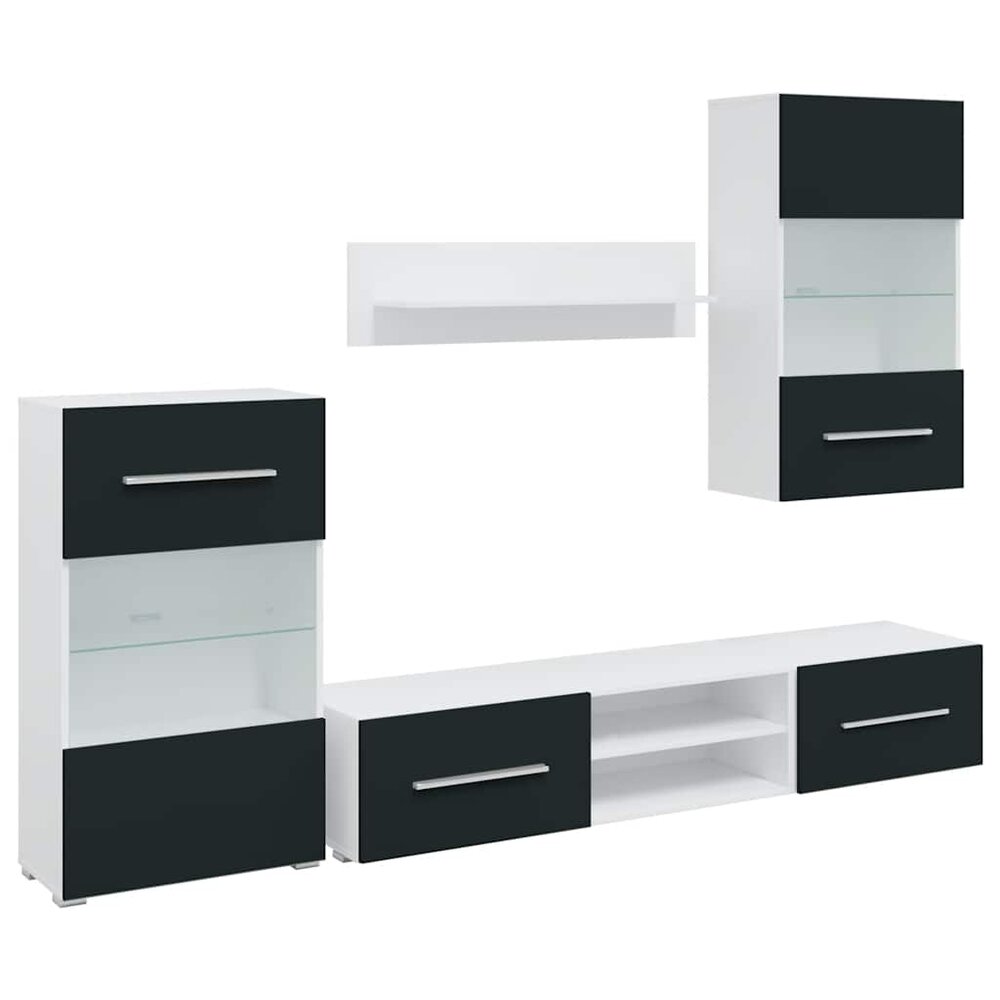 Tv-meubels met LED-verlichting bewerkt hout mat indigo - 5-delig