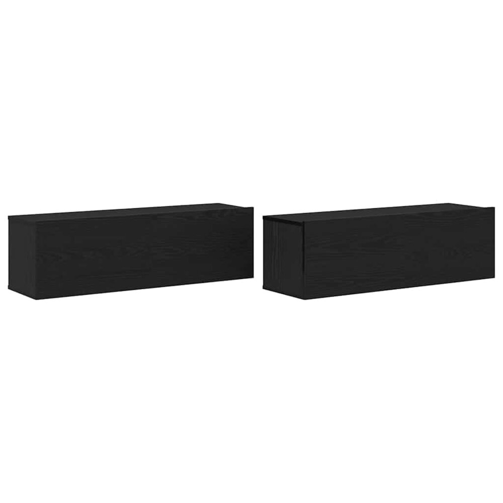 TV-kast 2 stuks Zwart 100 x 30 x 30 cm Bewerkt hout