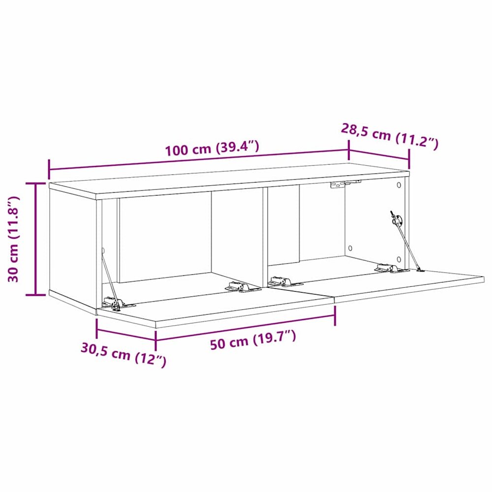 TV-kast 2 stuks Zwart 100 x 30 x 30 cm Bewerkt hout