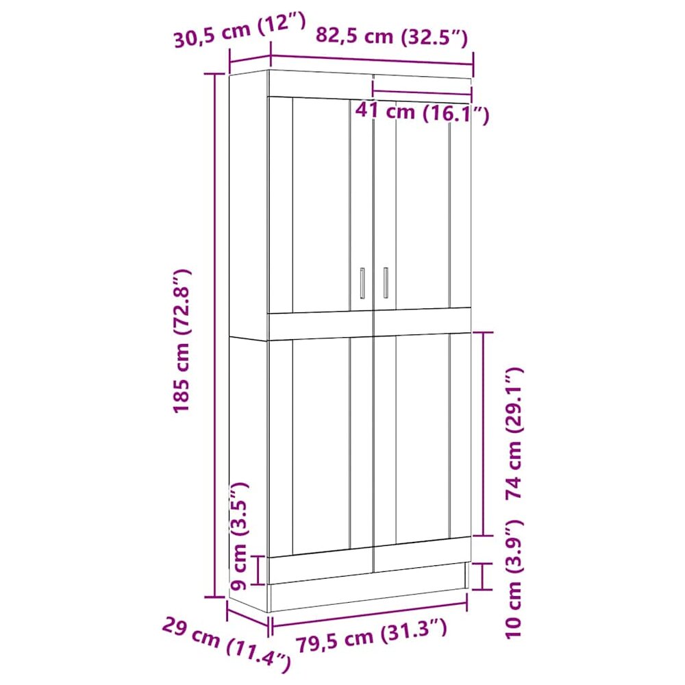 Boekenkast Mario Zwart eiken 82,5 x 30,5 x 185 cm hout