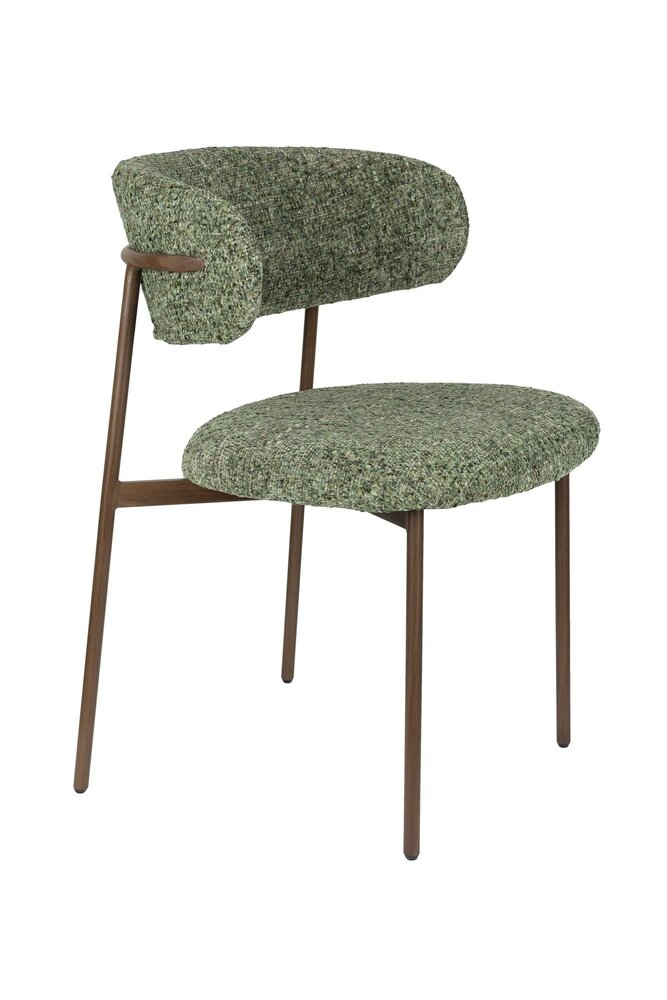 Eetkamerstoel Claes SET 2 stoelen groene stof met bruine poten