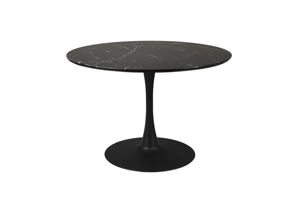 Eettafel Maru rond 110 cm hout zwart gemarmerd