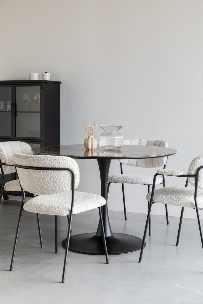 Eettafel Maru rond 110 cm hout zwart gemarmerd