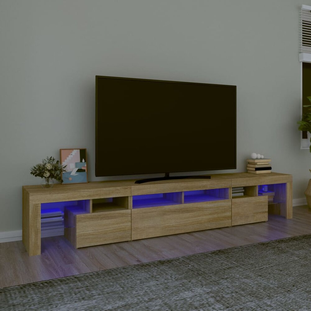 Tv-meubel Vario  met LED-verlichting 230x36,5x40cm eikenkleurig