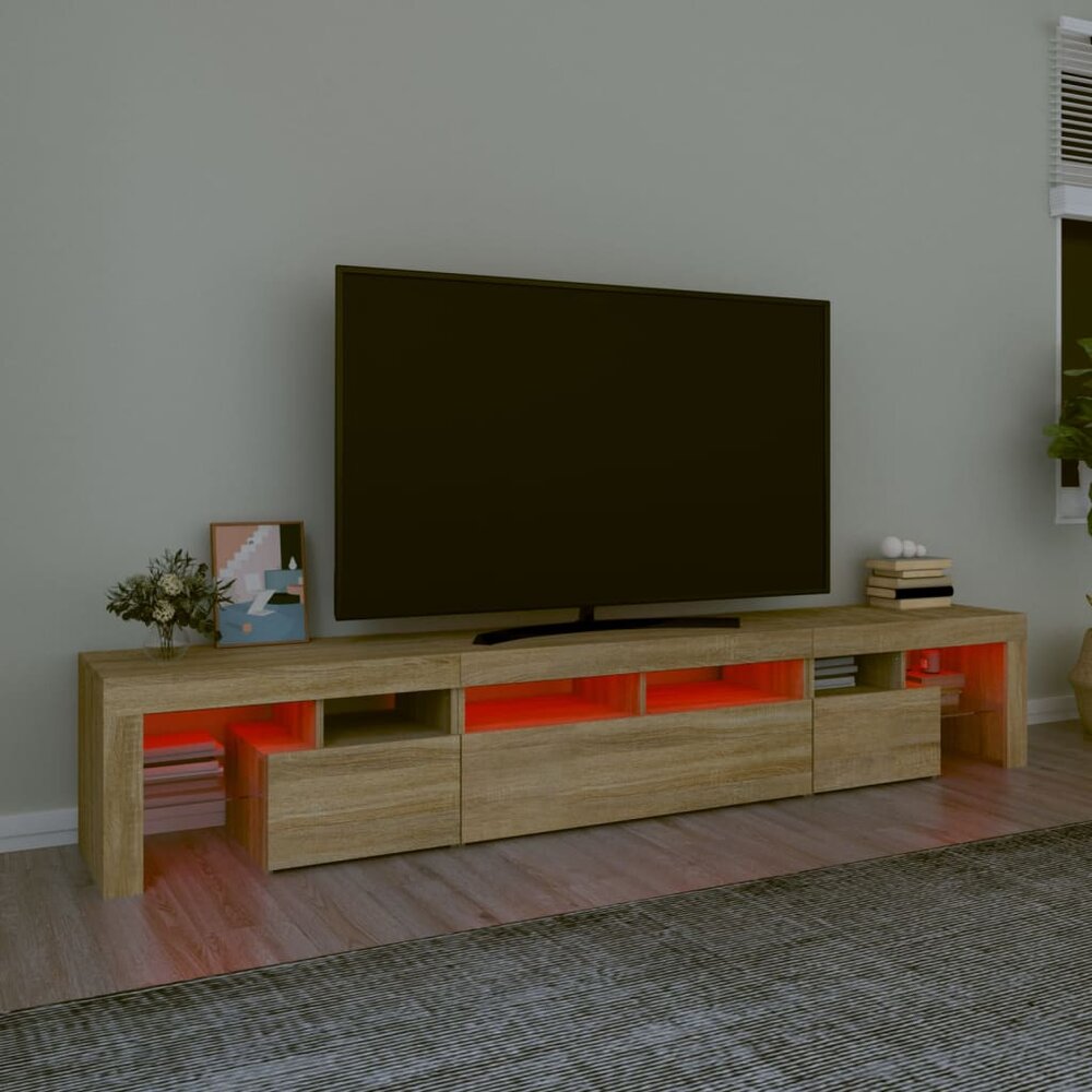 Tv-meubel Vario  met LED-verlichting 230x36,5x40cm eikenkleurig