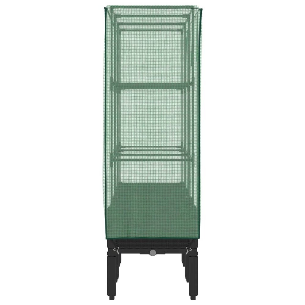 Plantenbak zwart op pootjes met kashoes 120x40x140 cm rattanlook