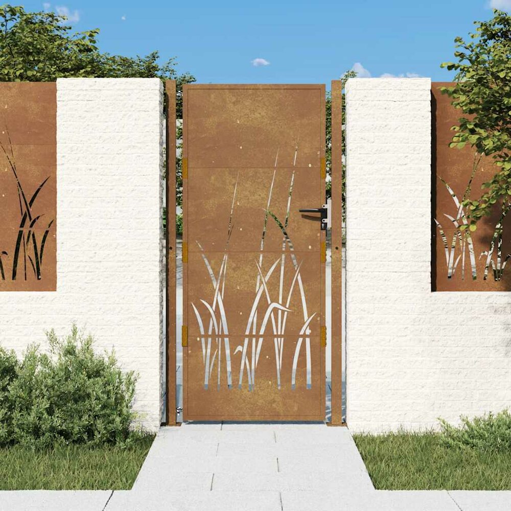 Tuinpoort - tuindeur bruin design gras 100x200 cm cortenstaal
