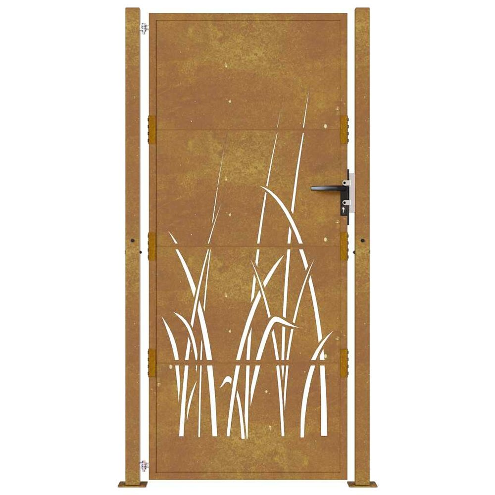 Tuinpoort - tuindeur bruin design gras 100x200 cm cortenstaal