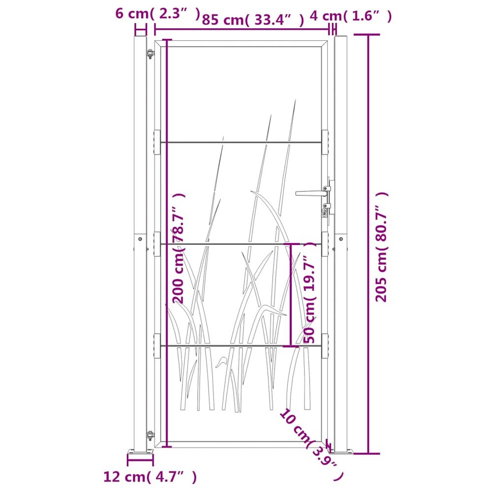 Tuinpoort - tuindeur bruin design gras 100x200 cm cortenstaal