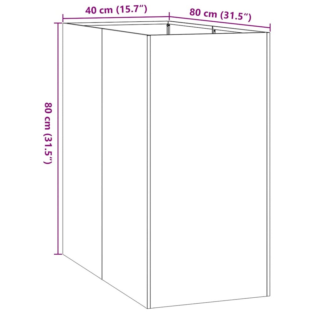 Plantenbak Memo roestig 40x80x80 cm weervast cortenstaal