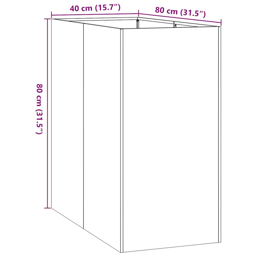 Plantenbak Memo roestig 40x80x80 cm weervast cortenstaal