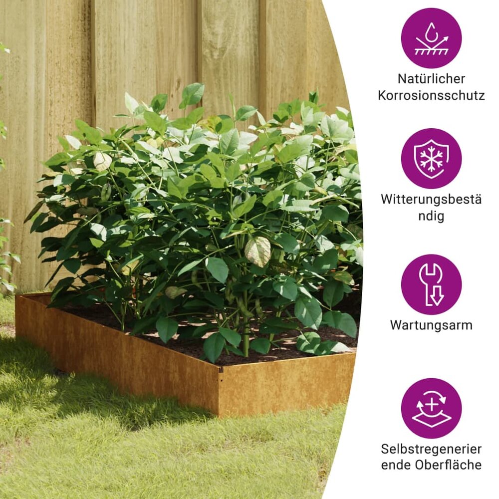 Plantenbak Hanna verhoogd 100x100x26 cm cortenstaal