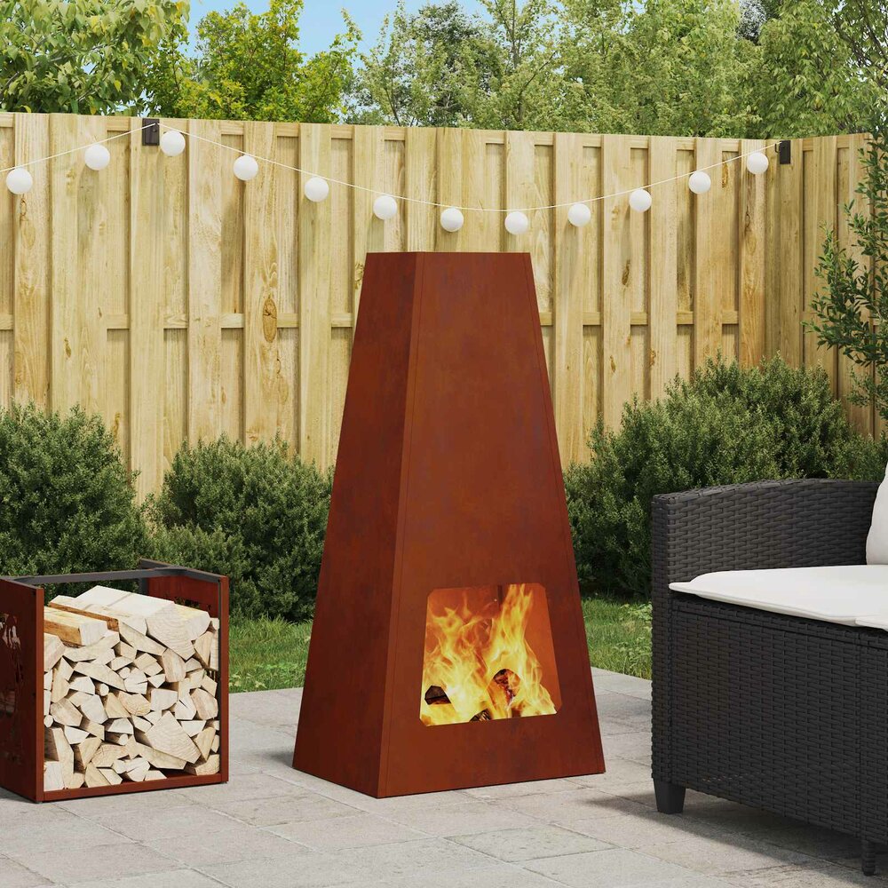 Vuurkorf Otto Bruin tuinhaard 50 x 35 x 100 cm Cortenstaal