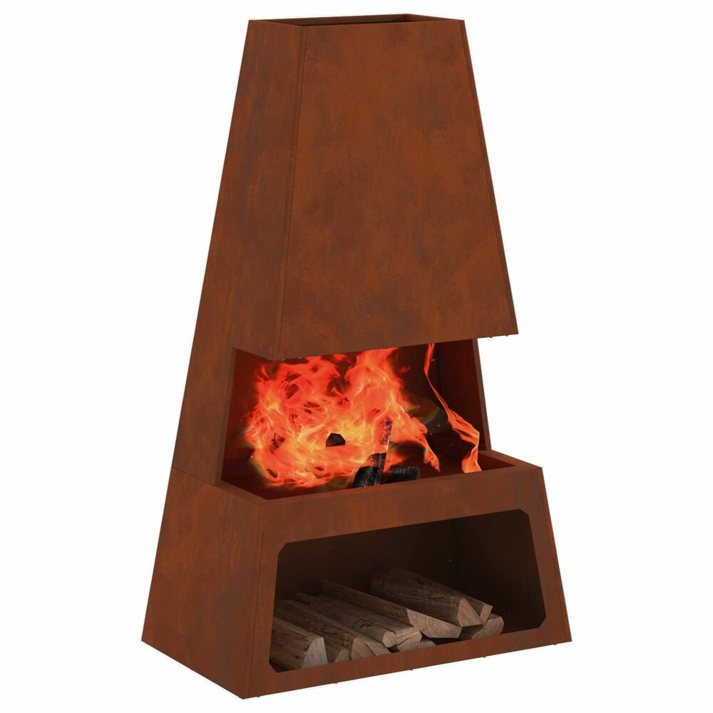 Vuurkorf Hero Bruin 60 x 35 x 100 cm Cortenstaal tuinhaard