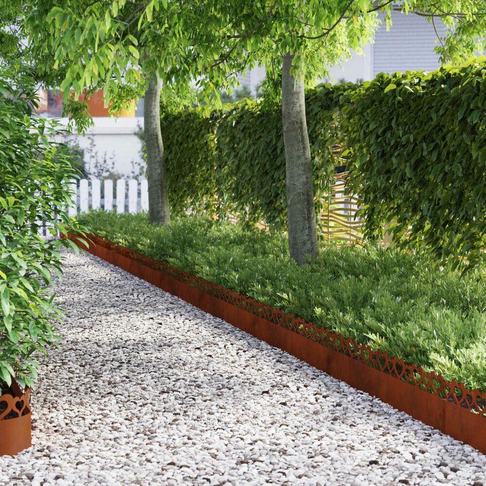 Gazonranden SET 10 st hartjes Roestig 103x22 cm Cortenstaal borderrand