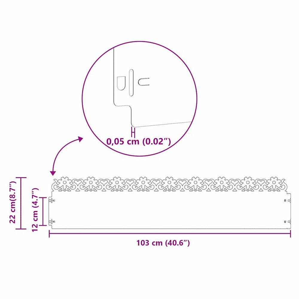 Gazonranden bloemmotief SET 10 st Roestig 103x22 cm Cortenstaal borderrand