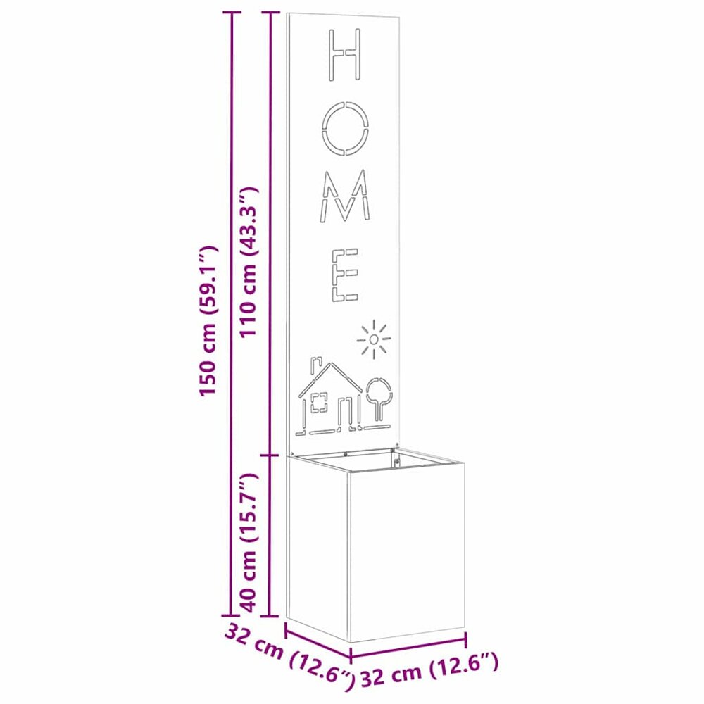 Tuin Privacy Screen Home Roestig 32 x 32 x 150 cm Cortenstaal