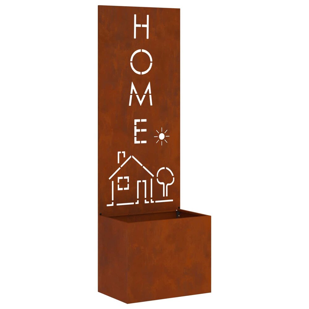 Tuin Privacy Screen met plantenbak Roestig 50 x 140 cm Cortenstaal