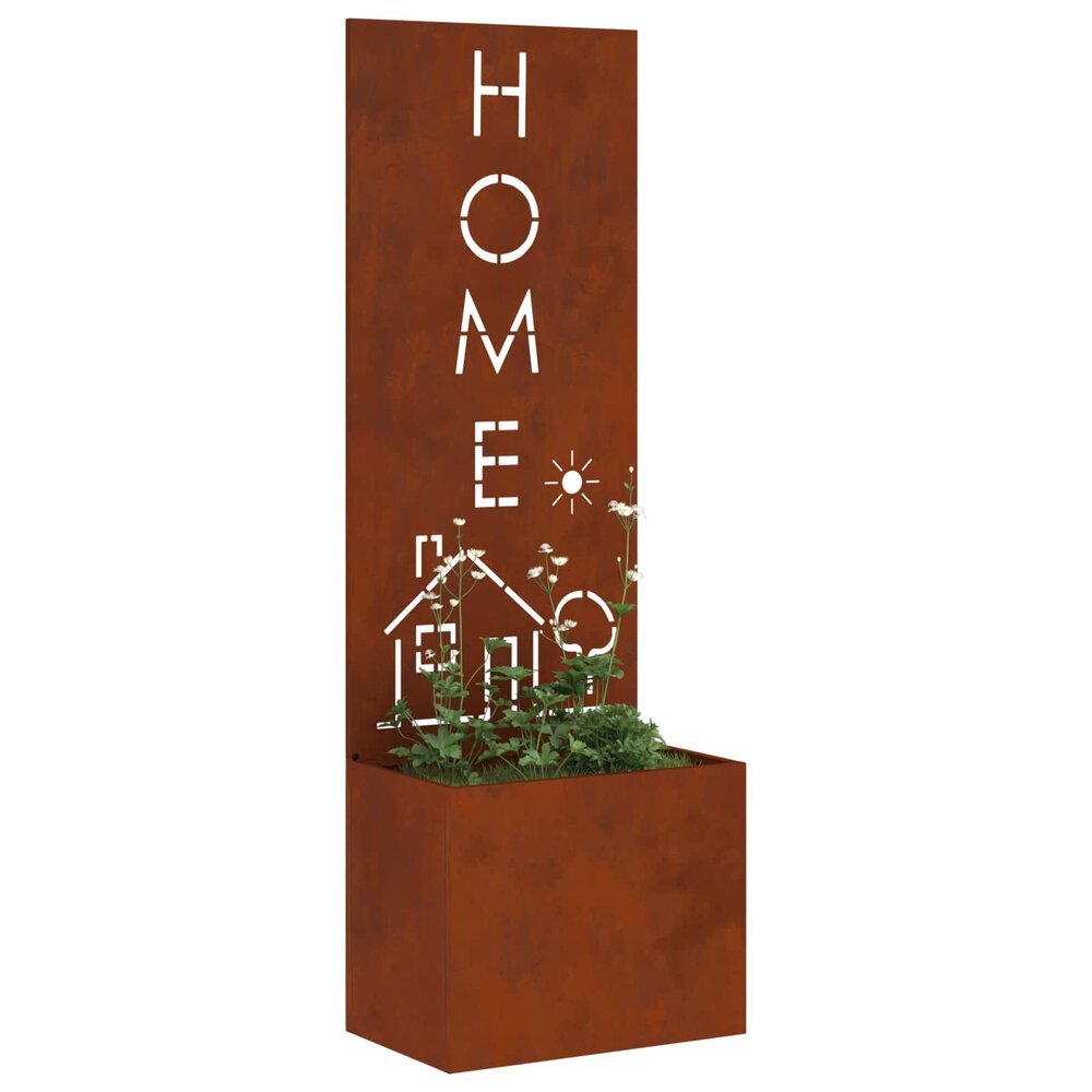 Tuin Privacy Screen met plantenbak Roestig 50 x 140 cm Cortenstaal